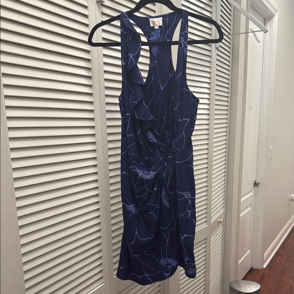 Parker Navy Blue Floral Wrap Dress